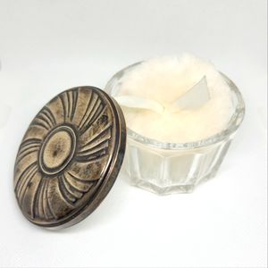 Towle Crystal Powder Bowl with Sterling Silver Mirrored Lid